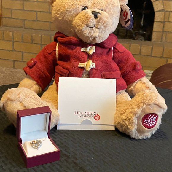 Double Heart Necklace w Bear - Picture 3 of 3